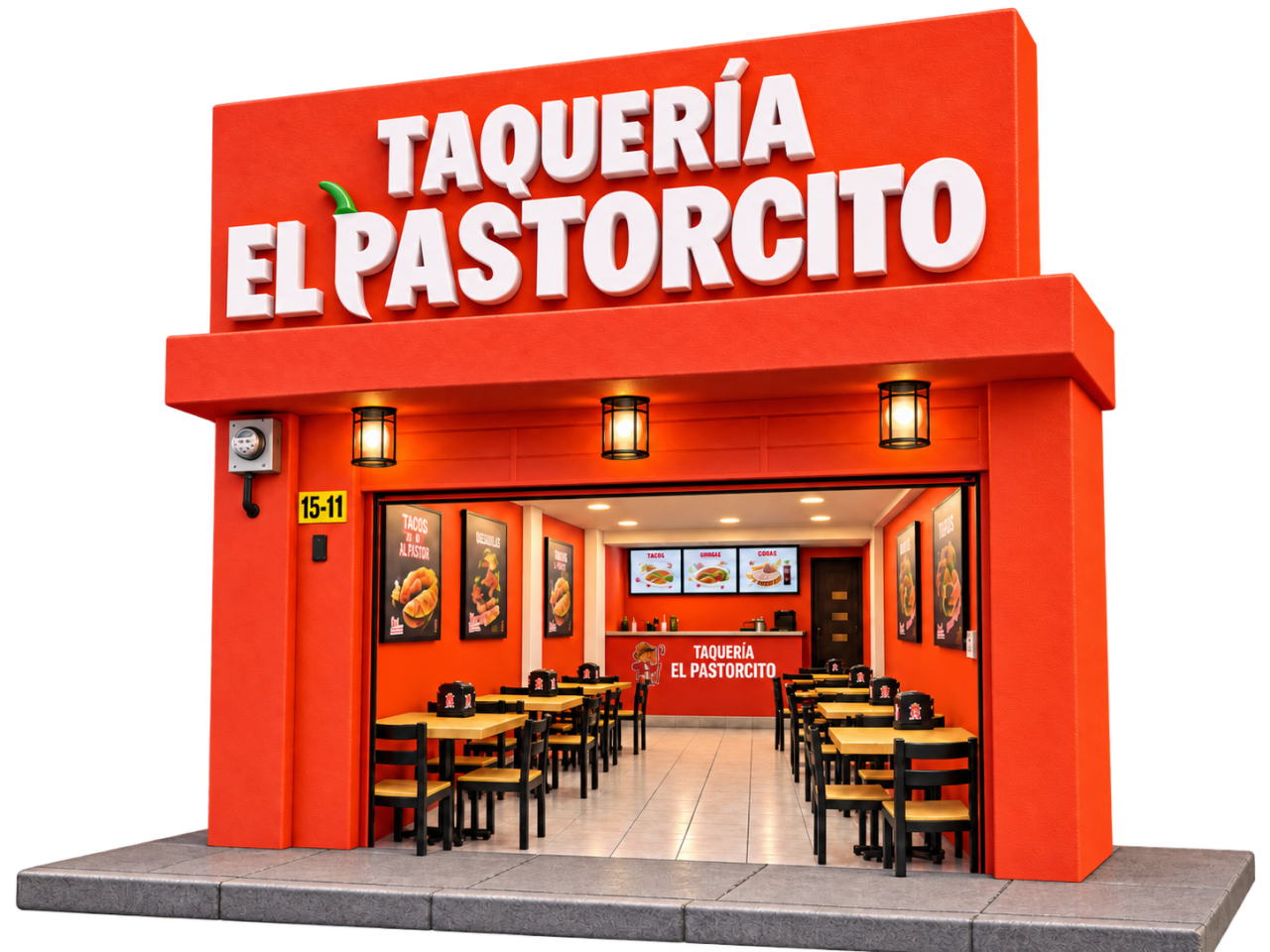 Fachada ilustrada de la sucursal Zona 6
